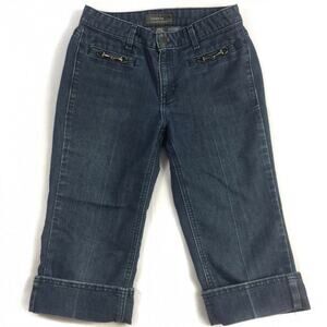 George Me Mark Eisen Jean Capris Size 2 Womens Medium Dark Wash Cuffed Denim